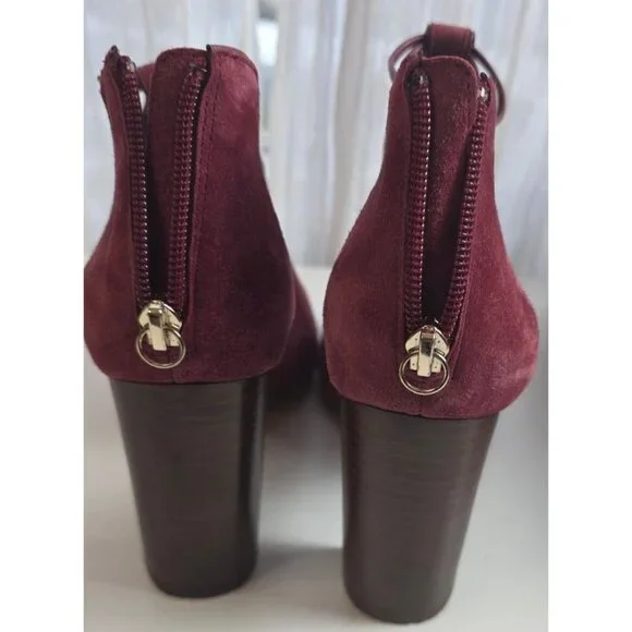 White House Black Market Wine Red Suede Ankle Strap High Heels - Picture 6 of 10